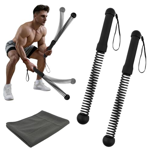 Ropeless Battle Ropes, 2 Pcs Weighted Cordless Workout Ropes with Non-Slip Handles, Training Ropes for Home Gym, HIIT, Strength & Full Body Workout, with Carry Bag & Cooling Towel - color: Black
