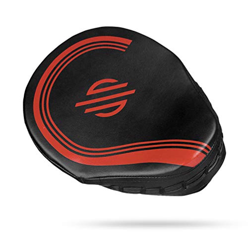Sanabul Core Series Curved Boxing MMA Strike Pads Boxing Punching Mitts for Martial Arts Muay Thai Kickboxing MMA Pads - color: Black/Red