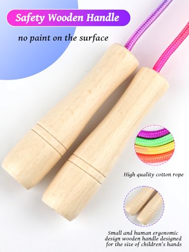 Jump Rope for Kids, Lorvain Adjustable Skipping Rope, Kids Jump Ropes with Wooden Handle for Girls Boys, Weighted Jumping Ropes for Fitness Workout Exercise Outdoor Fun Activity - color: Colorful-2pcs
