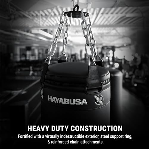 Hayabusa Muay Thai Heavy Bag Pre-Filled Design and Specialized Hanging System - Black, 100lb
