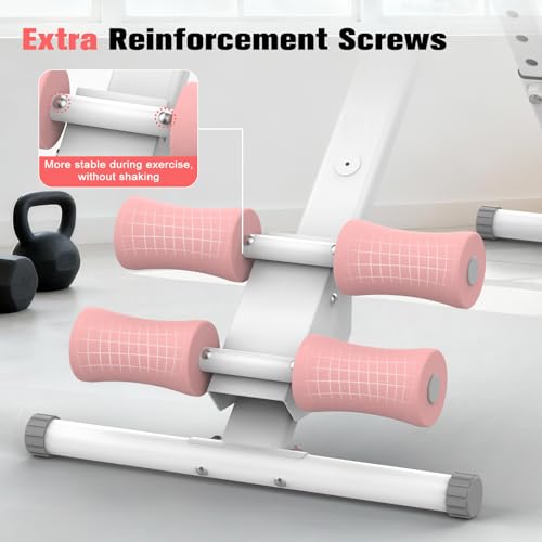 RELIFE REBUILD YOUR LIFE AB Workout Machine Adjustable Ab Trainer Machine Foldable Ab Cruncher Strength Training Equipment for Home Gym, Full Body Workout Equipment 440 LBS - color: Pink