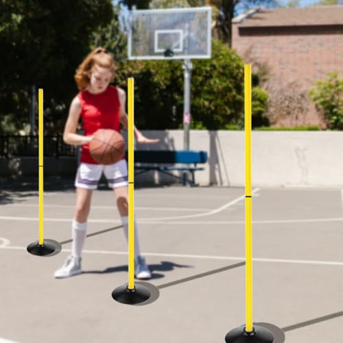TNZMART Training Agility Poles Set Adjustable Soccer Training Poles Detachable Slalom Poles with Rubber Base - style: Pack of 12