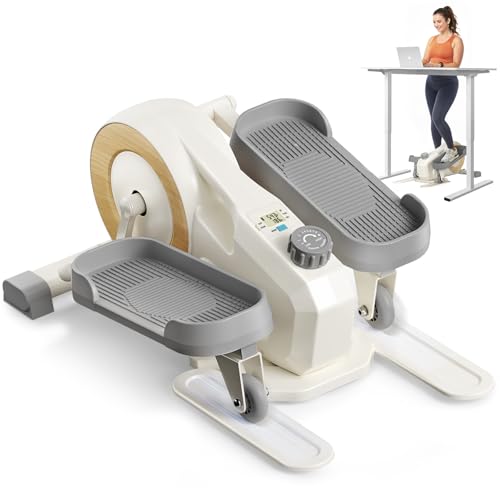 Sitting Under Desk Elliptical Machine, Leg Exerciser While Sitting for Seniors, Seated Pedal Exerciser, Quiet & Portable Pedal Exerciser with 8 Resistance Levels, Work from Home Fitness - style: Classic White Pro