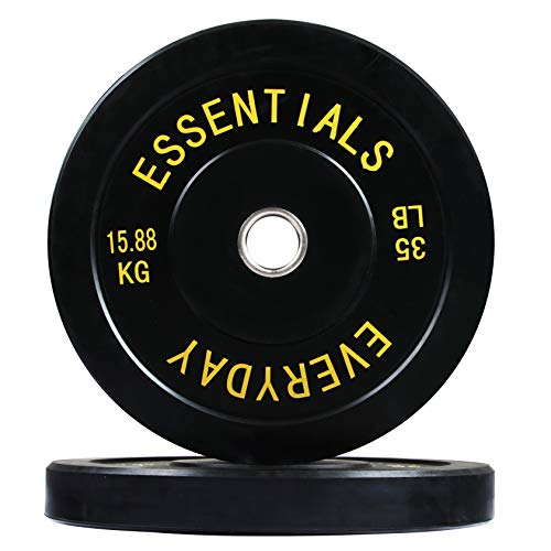 BalanceFrom Color Coded Olympic Bumper Plate Weight Plate with Steel Hub - style: 35lbs Pair, Black