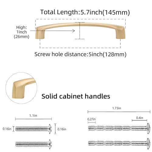 10 Pack 5 inch(128mm) Champagne Bronze Kitchen Cabinet Handles Cabinet Pulls Gold Drawer Pulls Kitchen Cabinet Hardware Handles Dresser Handles - color: Champagne Bronze, size: 5'' Hole Center(128mm)
