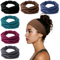 HSEM Headbands for Women, Wide Elastic Head Bands, Non-Slip Thick Hair Bands, Sports Stretchy Sweat Bands, Large Knotted Soft Headband, Gray Burgundy Green Black Coffee Navy - color: GrayBurgundyGreenBlackCoffeeNavy