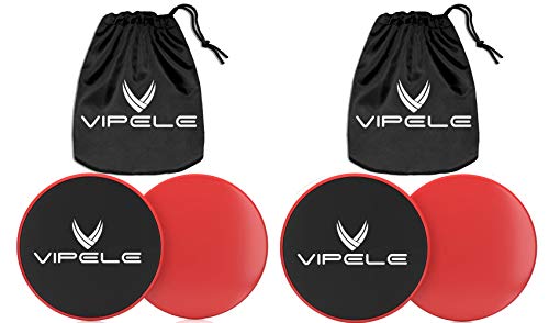 Core Sliders. Dual Sided Use on Carpet or Hardwood Floors. Abdominal Exercise Equipment - color: 2-Pack Red