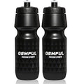 GEMFUL Bike Water Bottle BPA Free 750 ml 2 Pack | BPA Free, Leakproof, Squeeze Design For Easy Hydration, Fits Standard Bike Cages, Reusable & Durable, for Bicycle, Bike, MTB - color: Black