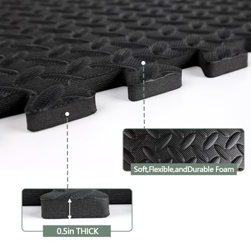 96 Sq Ft (24 Tiles) Interlocking Exercise Mats, EVA Foam Kids Play Mats for Home Gym, Yoga, Playroom, Non-Slip Flooring Tiles - size: 96 Sq Ft (24 Tiles)