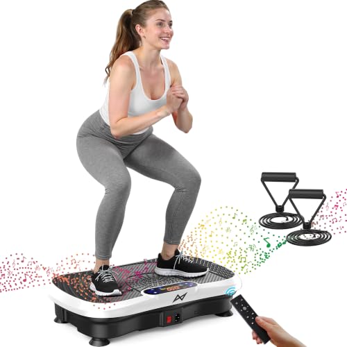 AXV Vibration Plate Fitness Platform Exercise Machine Vibrating Shaking Full Body Shaker Workout Vibrate Stand Shake Board Sport for Weight Loss Fat Burner for Gym Home Office - color: BT.PRO.WHITE