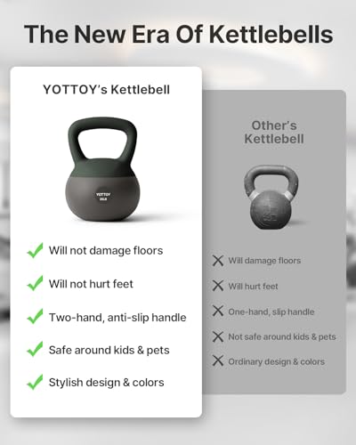 YOTTOY Soft Kettlebell, Set for Strength Training Kettlebells & Home Workouts, Soft-Sided Cushioned Base, Wide-Handle - Ideal for Men, Women, & Beginners - color: 10LB-Green
