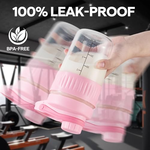 16oz Glass Shaker Bottle for Protein, Small Borosilicate Glass Protein Powder Leak-Proof Shaker Cup Mixes with 304 Blending Ball(16oz,Pink) - color: 1 Pack-Pink, size: 16oz