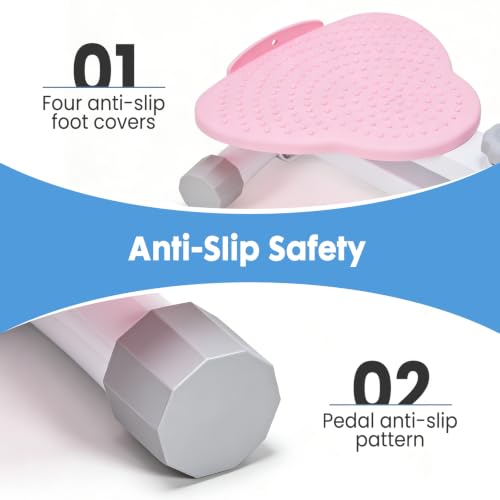 DUMOS Waist Twister Machine Exercise, Ab Twister Board, 300 lbs Capacity, Noiseless Fitness Tool for Core & Belly Fat Workout, Anti-Slip Home Gym Equipment - color: Pink & White