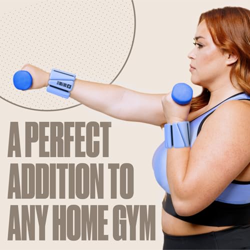 SPORTBIT Wrist and Ankle Weights for Women - Set of 2 (1lb Each) Wearable Ankle & Wrist Weights - Leg & Arm Bands, Silicone Weighted Bracelets for Workout, Walking, Running, Yoga, Pilates - color: Single Blue