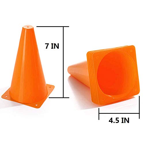 Soccer Cones (7 Inch 25 Pack), Agility Training Sports Cone Plastic with Carry Bag for Football Basketball Drills Field Markers, - color: 5 Colors
