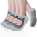unenow Non Slip Grip Yoga Socks for Women with Cushion for Pilates, Barre, Home - color: 4 Pairs Grids-green/Blue/Pink/Lake Blue