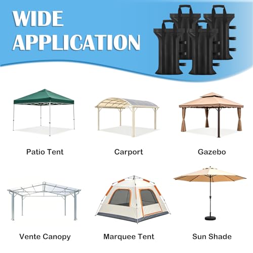 120LBS Canopy Sand Bags Set of 4 Empty Sandbags for Canopy Tent Legs, Heavy Duty Pop Up Canopy Tent Weights for Outdoor Gazebos, Umbrellas, Pergolas, Sunshades & Patio Furniture - No Sand - size: 120 LBS