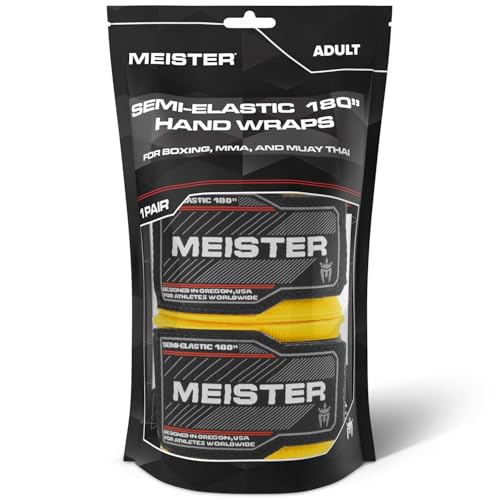 Meister Adult 180" Semi-Elastic Hand Wraps for MMA & Boxing (Pair) - color: Yellow