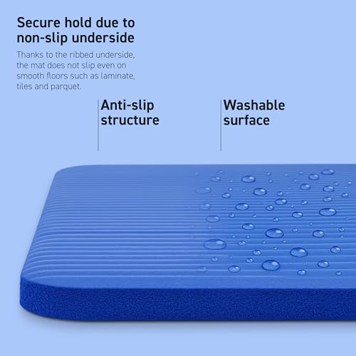 MSPORTS Yoga Mat Premium Non Slip Thick – Extra Comfortable Exercise Mat for Home Workouts, Pilates, Stretching & Gym – Cushioned NBR Foam, Gym Mat with Strap, for Women & Men - color: Blue