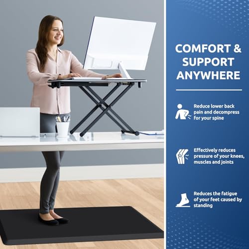 KitchenClouds Kitchen Mat Cushioned Anti Fatigue Rug 22"x36" Water Resistant, Non Slip, Standing and Comfort Desk/Floor Mats for House Sink Office (Black,0.8inch) - color: Black, size: 36"L x 22"W x 0.8"Th