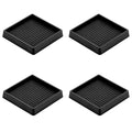 3X3 Square Rubber Caster Cups, Non Slip Furniture Pads - 4 Pack | Anti-Slip Furniture Gripper, Anti Skid Furnitures Feet, Anti Slide Floor Protector for Bed Couch Stoppers, Black - size: 3" x 3"-Black