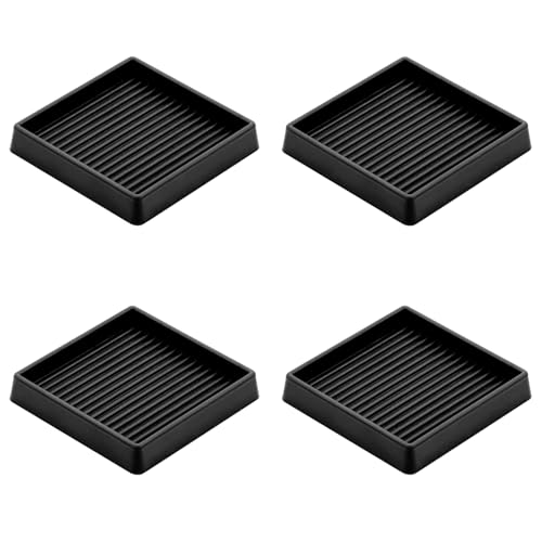 3X3 Square Rubber Caster Cups, Non Slip Furniture Pads - 4 Pack | Anti-Slip Furniture Gripper, Anti Skid Furnitures Feet, Anti Slide Floor Protector for Bed Couch Stoppers, Black - size: 3" x 3"-Black
