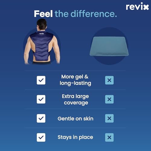 REVIX Large Ice Pack for Back and Shoulder Discomfort Relief, Reusable Gel Cold Pack with Soft Plush Lining, Flexible & Long-Lasting Cold Therapy Wrap, Navy - color: Navy