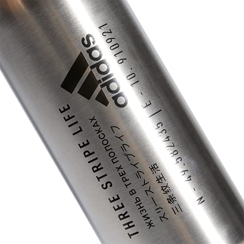 adidas Stainless Steel Metal Water Bottle 34 oz (1L) Screw Cap - color: Stainless Steel/Black/2
