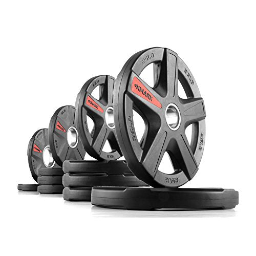 XMARK Olympic Weight Set | TEXAS STAR Weight Set Rubber-Coated Olympic Weight Set With XMARK BLACKSMITH Barbell Bar, Barbell Weight Set, Weights, Barbell - color: 07) CURL BAR & 115 lb Weight Set