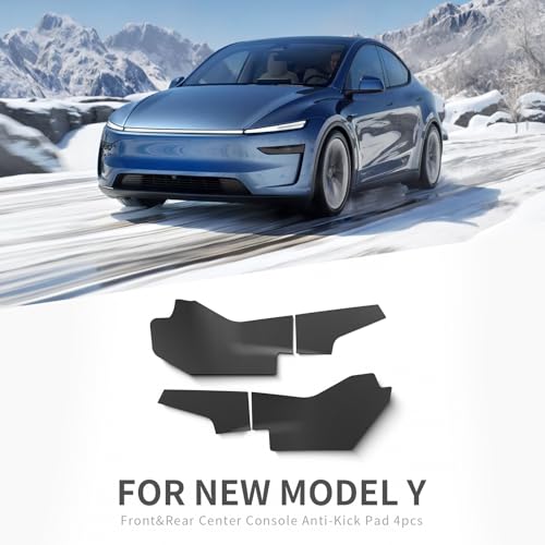 LUCKEASY 4PCS Center Console Anti-kick Pad for Tesla Model Y Juniper 2025+ | 2026 Juniper Accessories, Premium & Performance, All-Weather TPE Mat, Anti-Scratch, Easy to Clean, Black - size: Rear Center console anti-kick pad 4PCS