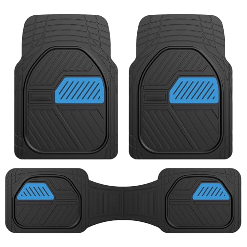 Coverado Automotive Floor Mats, Heavy Duty Rubber Car Floor Mats, Deep Dish All-Weather Floor Mats for Cars, Anti-Slip Trim to Fit Waterproof Car Floor Mat Universal Fit for Most Cars, Black&Blue - color: Black&Blue