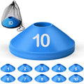 10 Pcs Numbered Sports Disc Cones 1-10 Soccer Cones with Mesh Carry Bag Flexible Agility Cones Soft Field Cones for Gym PE Classes School Activities Games, Sports Training Equipment - color: Blue
