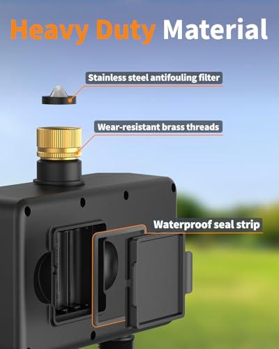 Diivoo Brass 3 Zone WiFi Water Timer | App Remote Control, 18 Irrigation Plans, Rain Delay & Mist Mode for Garden Lawns, Compatible with Alexa/Google Assistant - size: 3 Outlets
