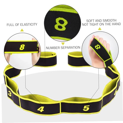 Stretching Straps 90cm Long Numbered Resistance Band with 8 Loops - Exercise Bands Adjustable Tension for Yoga, Pilates, Dance & Strength Training (Yellow) - color: Yellow