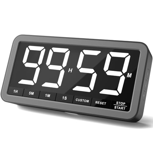 VOCOO Digital Kitchen Timer with 7.8” Extra Large Display, Magnetic LED with 3 Brightness, 4 Alarms and 3 Volume Levels, Battery Powered Countdown Count Up Timer for Cooking, Classroom, Home Gym - color: Space Grey