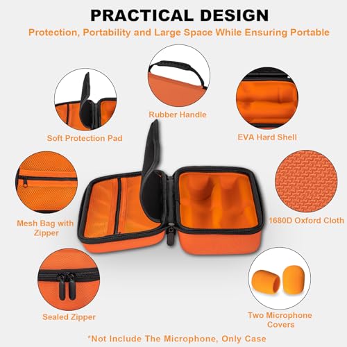 Wireless Microphone Case Compatible with JBL Wireless Two Microphone System, Handheld Dual Mic Travel Bag for Singing or Karaoke for Receivers, Adapters, AA Batteries- Lighting Orange(Box Only) - color: Lighting Orange