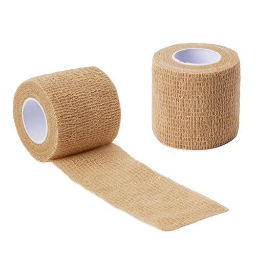 Sensi Wrap Grip Cover Sports Self Bandage Rolls 2-inch x 5-Yards 24pcs (Tan) - color: Tan