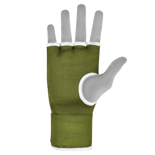 HUNTER Gel Boxing Hand Wraps for Men & Women, Quick Inner Gloves with Wrist Support for MMA, Muay Thai, Kickboxing & Martial Arts Training, Knuckle Protection (Pair) - color: Green, size: Large-X-Large