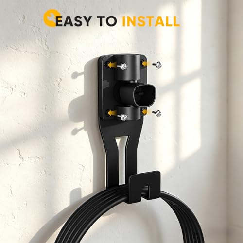 SEVEN SPARTA 180°Swivel Charging Cable Holder Compatible with Tesla Charger | 180° Swiveling Holster, Organizer for Save garage space, Compatible with Tesla Model 3 Y X S Cybertruck Mobile Wall Connector - color: Swiveling Black