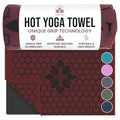 Clever Yoga Hot Yoga Mat Towel – Non-Slip Grip for Hot Yoga, Sweat Absorbent, Honeycomb Silicone Grip, Stays Flat – Ideal for Pilates, Travel, Washable & Lightweight - Burgundy - color: Burgundy