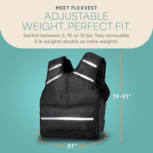 Lifepro Adjustable Weighted Vest for Women & Men - Flexvest 15 or 20 lb Workout Vest – Reflective Fitness Weight Vest with Phone Pocket for Running, Cardio, Strength Training - size: Women