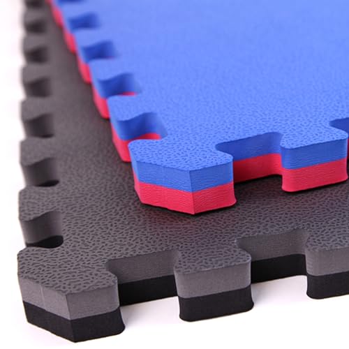 FlooringInc's 1" Thick Foam Tiles, 3'x3' or 2'x2' Reversable Interlocking Tiles, Ideal Yoga Mat, Gymnastics Mat, Workout Mat for MMA and Jiu Jitsu Training - color: Black/Gray, size: 25 - 3'x3' Tiles (225 Sq Ft)