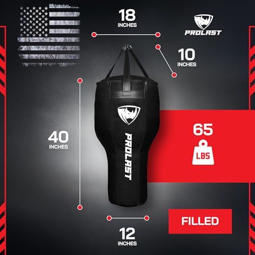 Angle Heavy Punching Bag for Adults, Hook and Uppercut, Boxing, MMA, Martial Arts, Muay Thai, 65 lbs, Rhino Logo - color: Black / Black, style: Filled