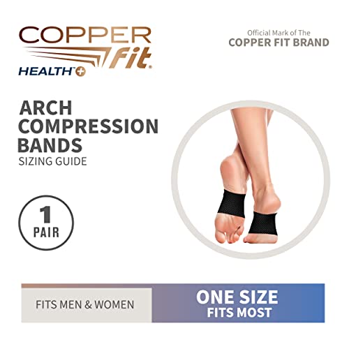 Copper Fit Health Unisex Arch Relief Compression Bands for Plantar Fasciitis,Swelling - color: Black