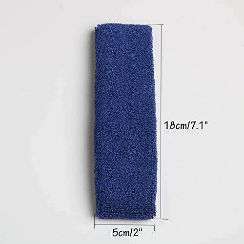 Cotton Sweatband Headbands,Pack of 12,Elastic Stretchy Sport Terry Cloth Sweat Bands,Yoga Workout Fitness Exercise Basketball Headband - color: 12pcs x blue cotton sweatband headbands
