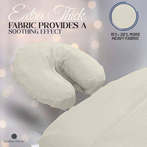 London Linens Pack of 10, Premium Extra Thick 100% Cotton Flannel Massage Tables Face Cradle Covers Cozies Fitted - Includes 10 pcs (Natural) - color: Natural, size: 10