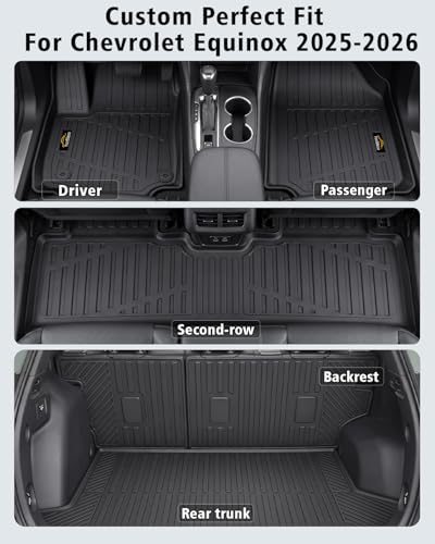 Floor Mats & Cargo Mat with Backrest Mat Custom for Chevy Equinox 2025 2026 (Only Gas) /GMC Terrain, Door Sill Guards, All Weather TPE Full Set Floor Liners Trunk Mat for Chevrolet Equinox Accessories - size: For Chevy equinox 2025-2026