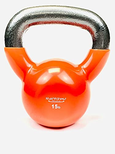 Vinyl Coated Cast Iron Kettlebell Weight - color: Orange
