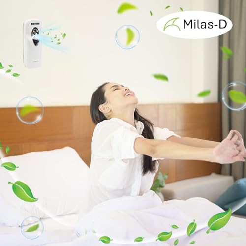 Automatic Air Freshener Spray Dispenser, Custom Timing (Day/Night/24H, 5/10/15/30 min interval), Wall Mounted/Free Standing, Home& Commercial, Glade& Airwick Refill Can, 2 D batteries, Milas-D - color: White, size: 1 Count (Pack of 1)