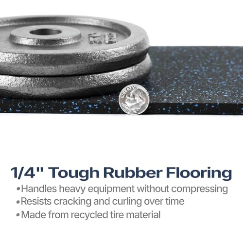 Flooring Inc's 1/4" Thick Tough Rubber Flooring Roll | Flexible Recycled Rubber Floor Mats for Home Gym | Heavy Duty Rubber Mat for Home Gyms, Sheds, Horse Stall Mat or Trailer - color: Blue, size: 5 - 4' x 10' Mats